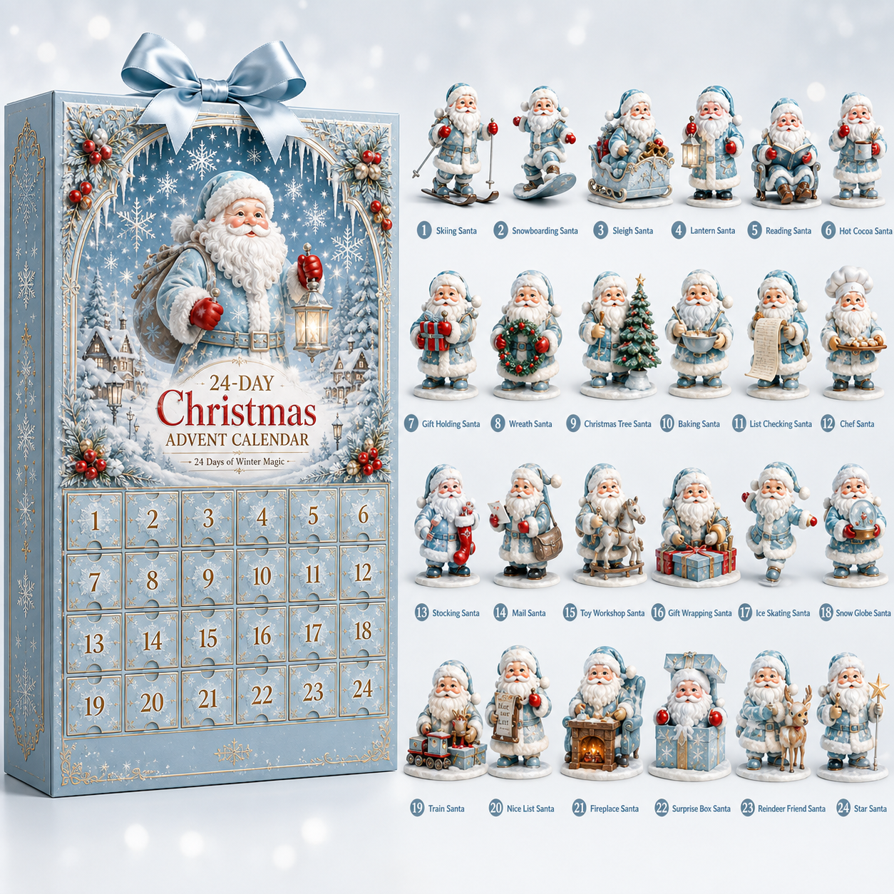 ✨24-Day Christmas Countdown Advent Calendar –Icy Santa Claus Ornament
