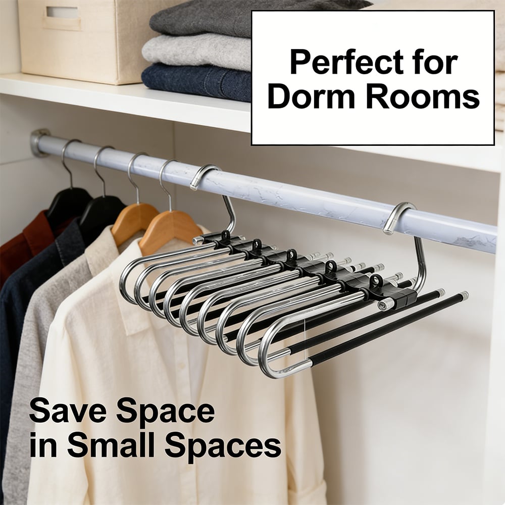 👖 9-Tier Space-Saving Pants Hangers – 2 Pack