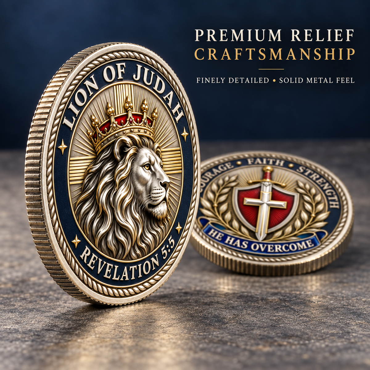 🎉🇺🇸 Limited Edition!🔥🔥Lion of Judah – He Has Overcome Faith Commemorative Coin