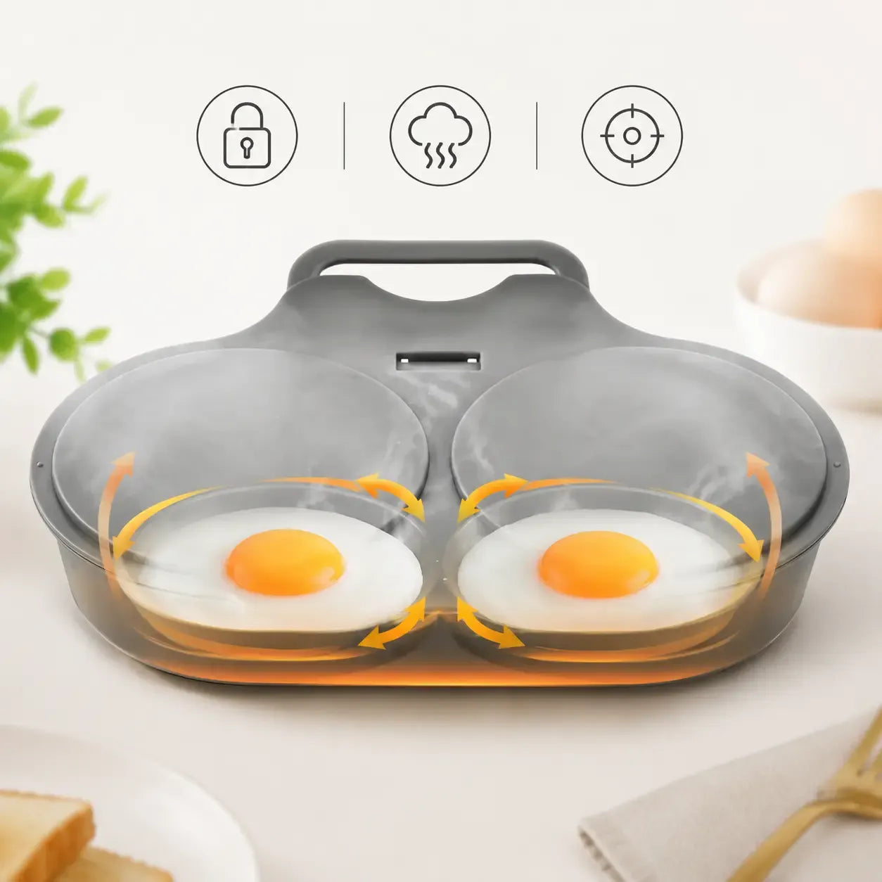 🍳 Microwave Egg Poacher 🥚💛 Quick Easy Convenient Egg Cooker with Lid & Handle for Perfect Breakfasts