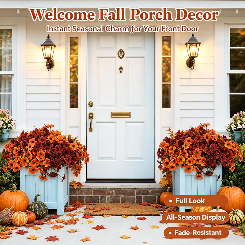 🔥HOT SALE 50 % OFF🍂Fall Artificial Flower Halloween 12pcs, UV Resistant Colorful Fake Flower🍂
