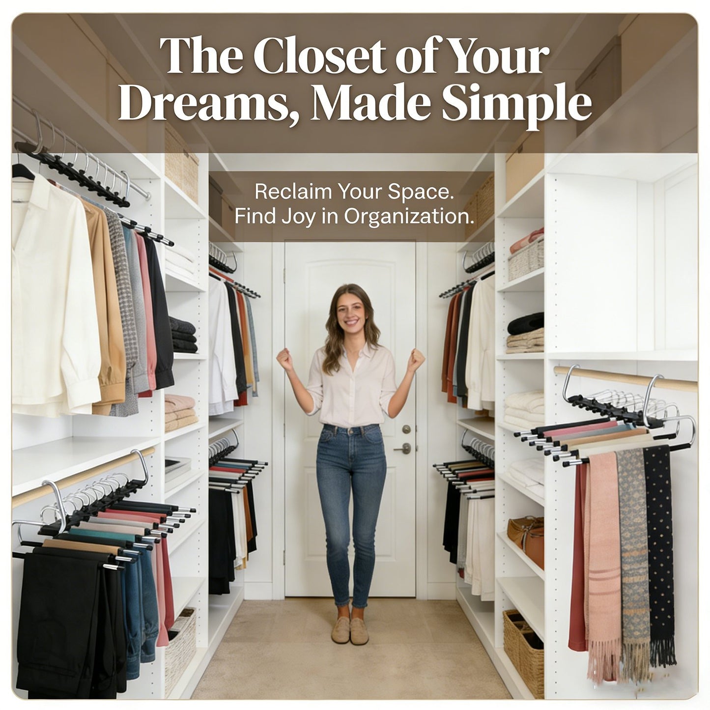 👖 9-Tier Space-Saving Pants Hangers – 2 Pack