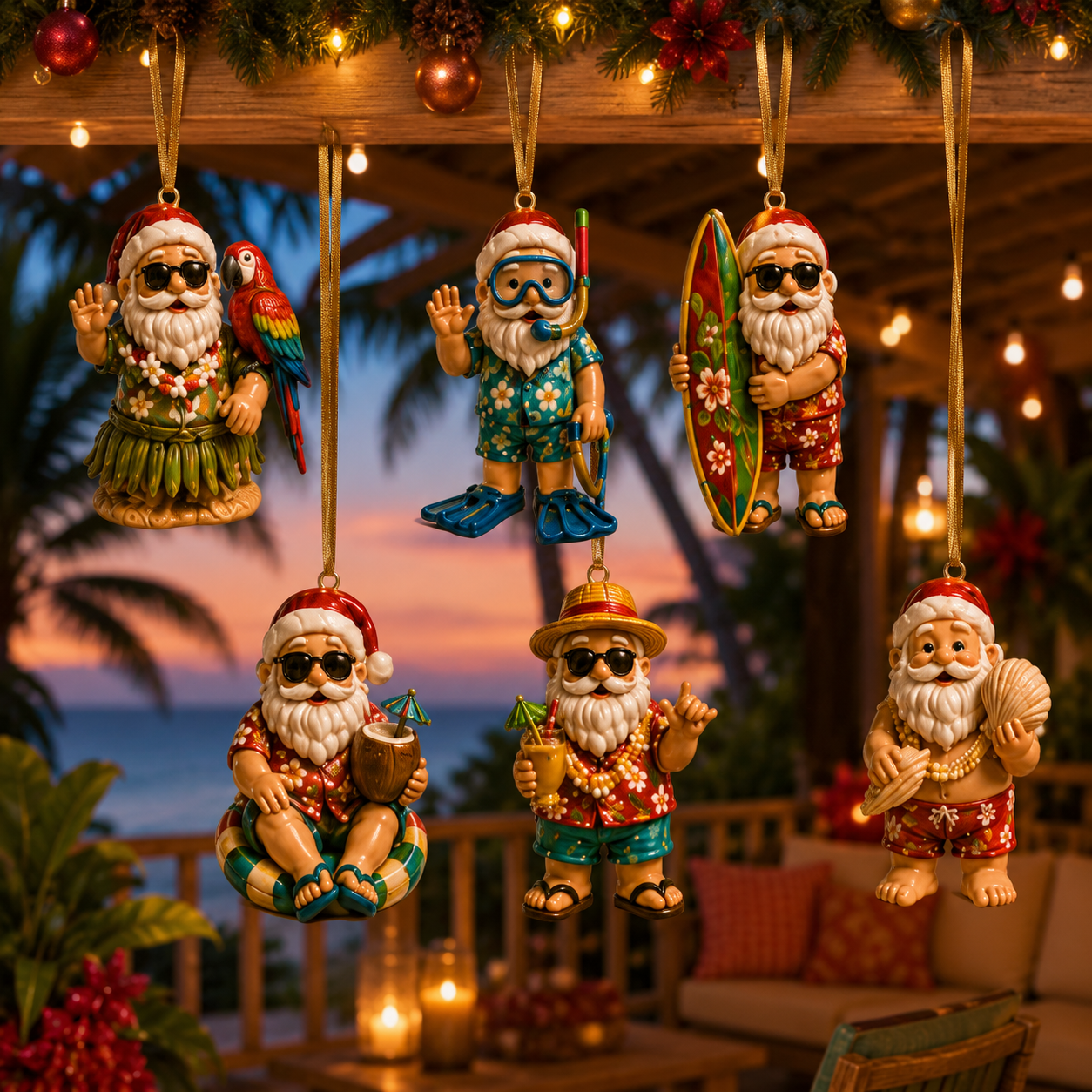 ✨24-Day Christmas Countdown Advent Calendar –Beach-vacation Santa Claus