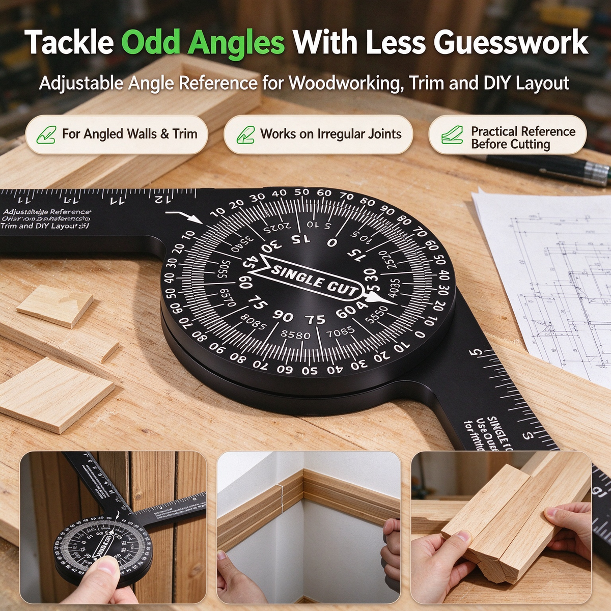360° Adjustable Woodworking Angle Finder
