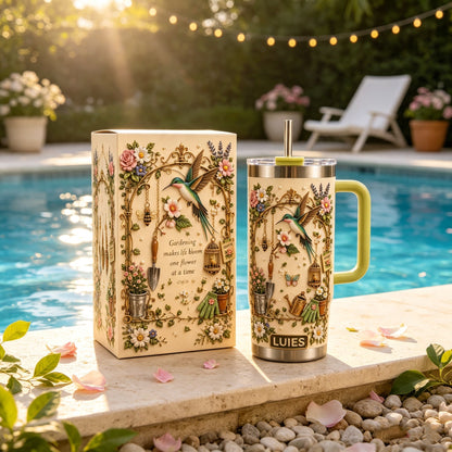 Personalized Gardening Hummingbirds & flowers Tumbler