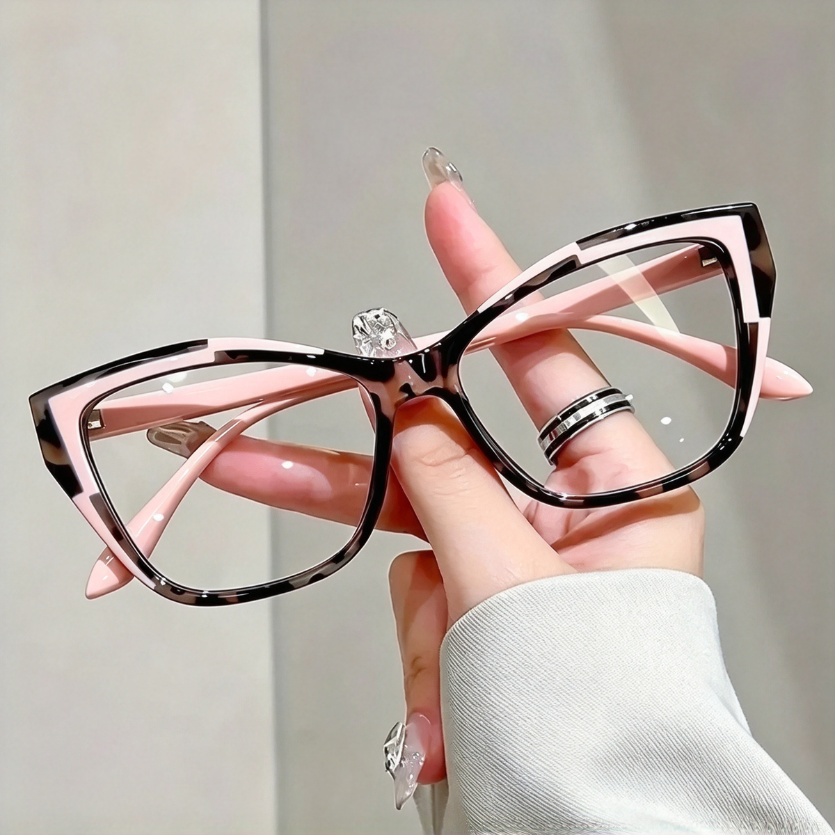 Women's Elegant Cat-Eye Metal Frame Reading Glasses - Plain Color-Blocked 👓