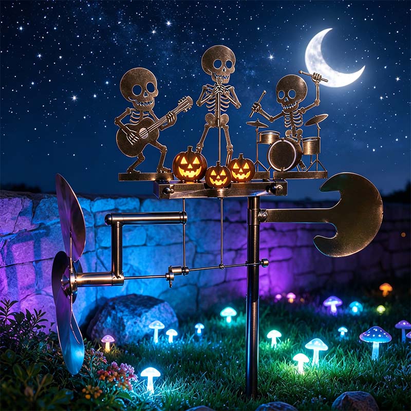🔥🎃LAST DAY 50% OFF - 💀Halloween Skeleton Metal Drummer Kinetic Wind Spinner