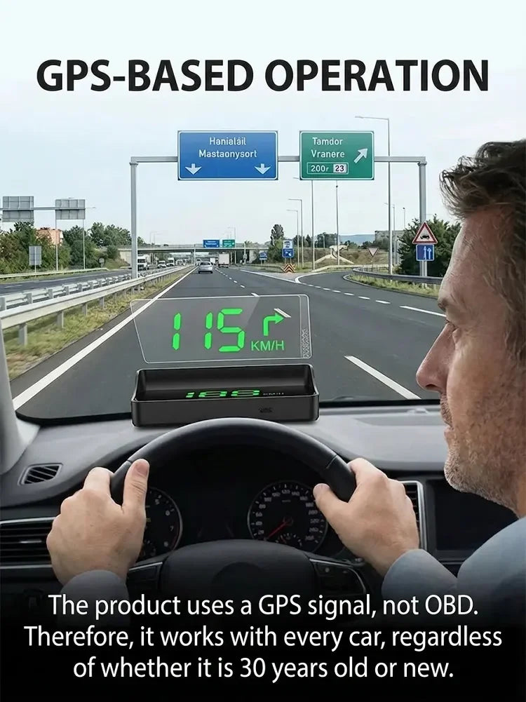 🚗55% OFF NOW! Head-Up Display Car GPS Digital Speedometer – Traffic Light Countdown & Red Light Camera Alert HUD, Universal Driver Safety Warning Device to Avoid Tickets for City Driving