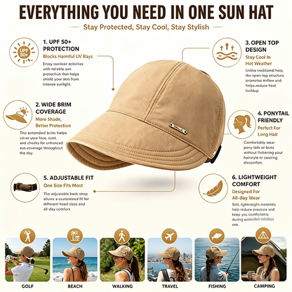 Women's Wide Brim Sun Visor Hat☀️UPF 50+