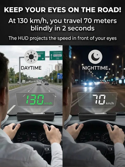 🚗55% OFF NOW! Head-Up Display Car GPS Digital Speedometer – Traffic Light Countdown & Red Light Camera Alert HUD, Universal Driver Safety Warning Device to Avoid Tickets for City Driving