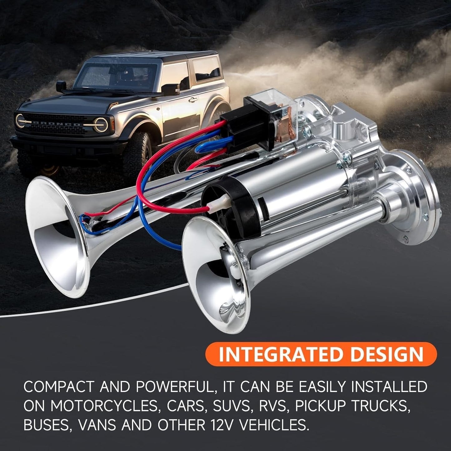 📢 150dB Super Loud Train Horn Kit | Universal 12V Dual Air Horn For Trucks & Cars