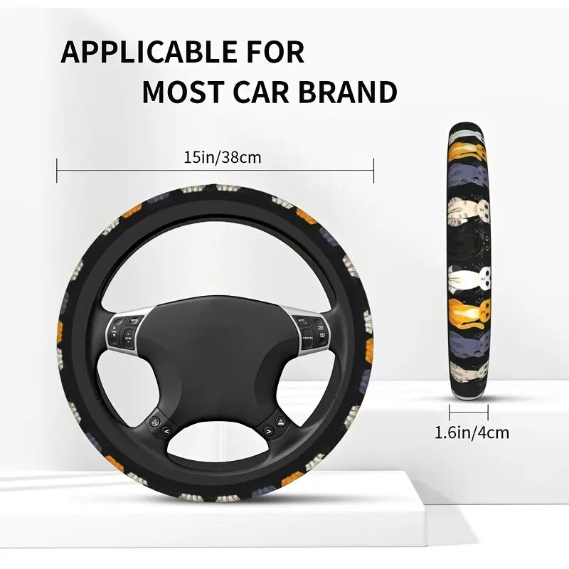 Cute Cat Pet-Themed Pattern, Single-Pack Car Steering Wheel Cover 🐾