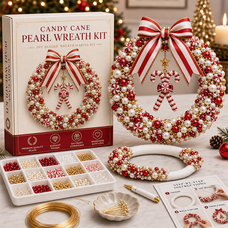 ⏳ Last Day 49% OFF – 🎄✨ DIY Christmas Pearl Wreath Kit – Handmade Beaded Holiday Door Décor 💎🎀