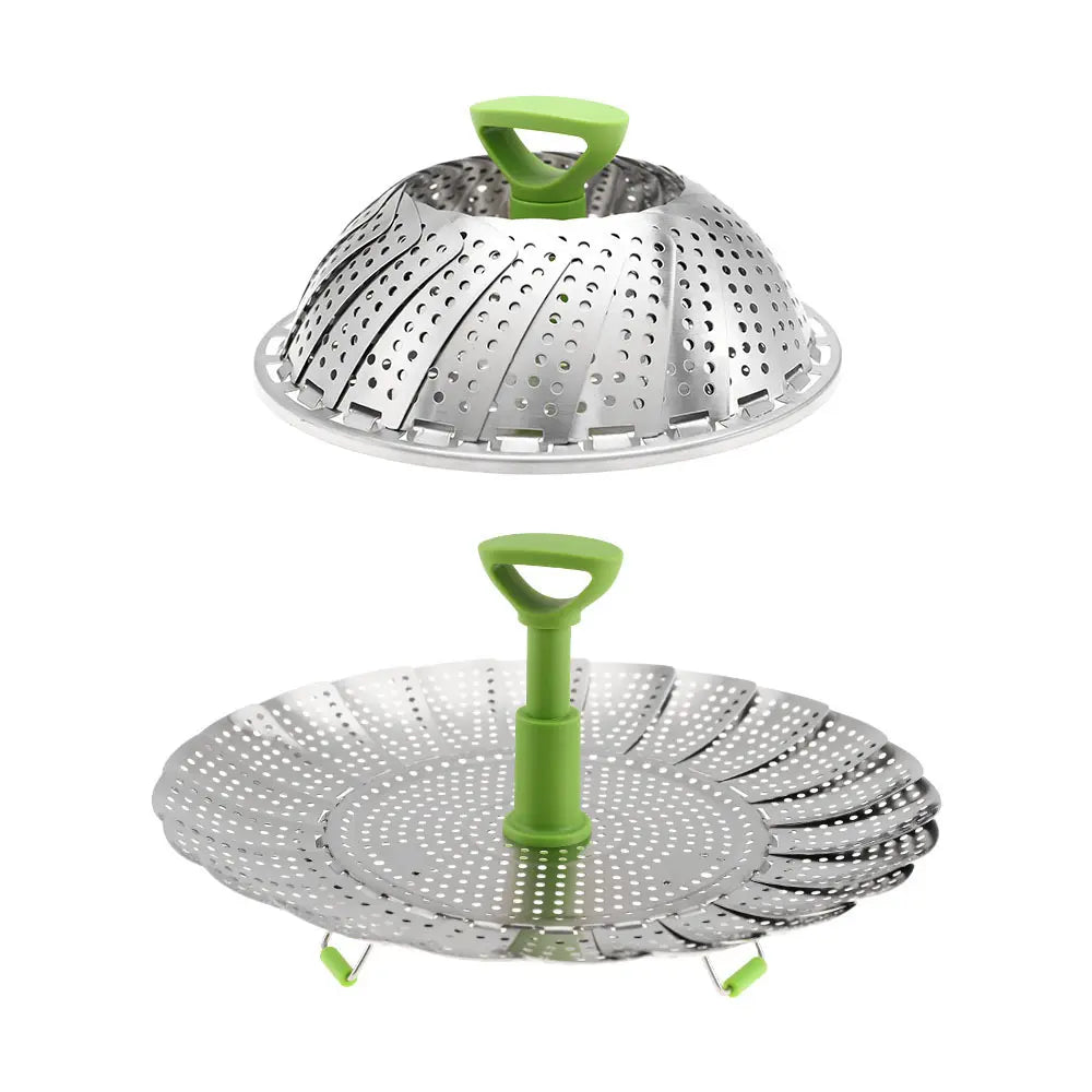 Stainless Steel Folding Vegetable Steamer Basket with Extendable Handle for Pots