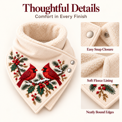 Cozy Fleece-Lined Cardinal Neck Wrap Scarf – Christmas Winter Gift 🐦🎄