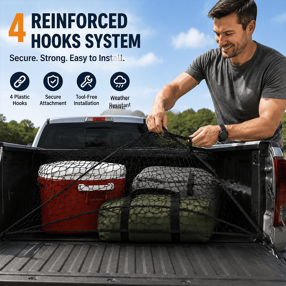 🧳 Heavy-Duty Elastic Cargo Net – Double-Layer Vehicle Storage Organizer