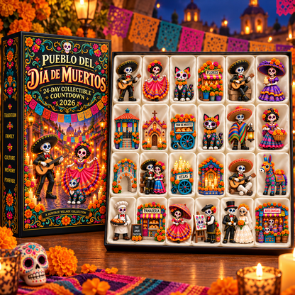 💖Pueblo del Día de Muertos 2026 Countdown Calendar with 24 Unique Miniatures