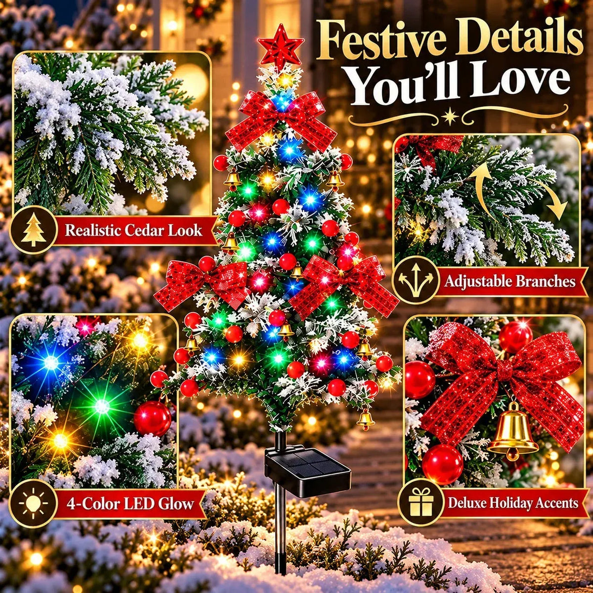 🔥 Solar Cedar Christmas Tree Lights| Festive Outdoor Holiday Decor