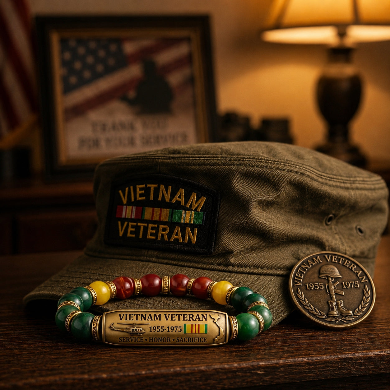 🎖️Vietnam Veteran Tribute Beaded Bracelet with Giftbox