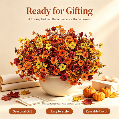 🔥HOT SALE 50 % OFF🍂Fall Artificial Flower Halloween 12pcs, UV Resistant Colorful Fake Flower🍂