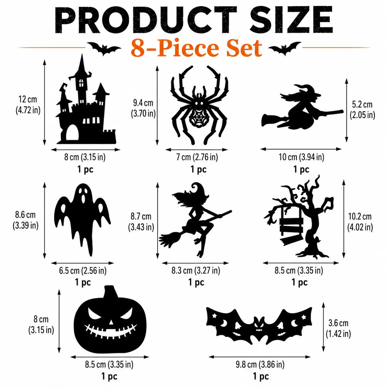 Halloween LED Silhouette Wall Light Stickers, Battery Powered Peel & Stick Decor Lights🦇