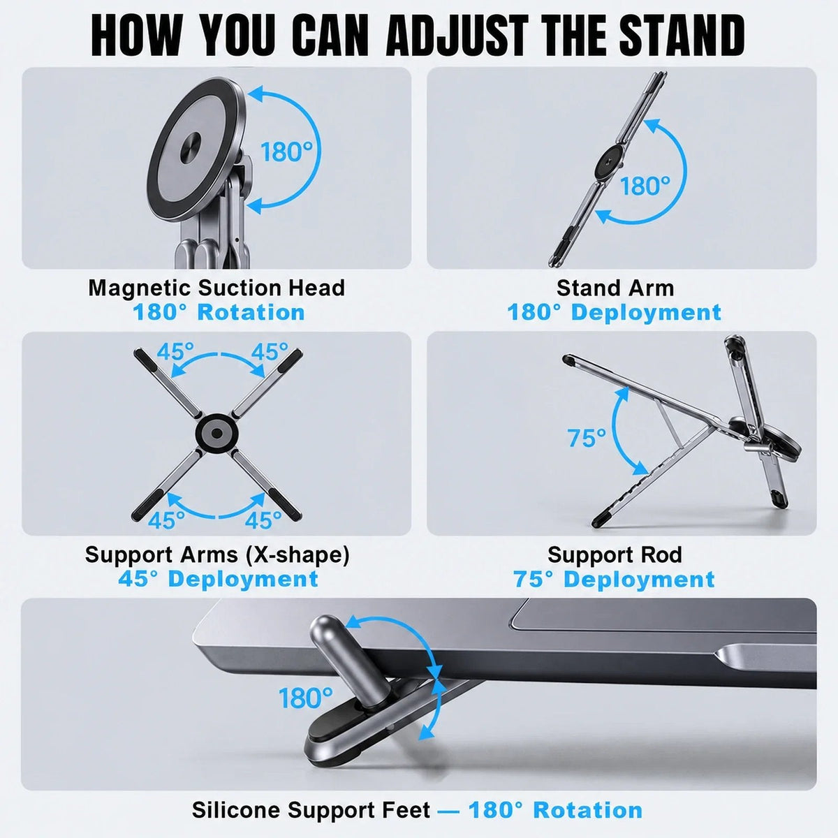 3-in-1 Magnetic Foldable Laptop Stand