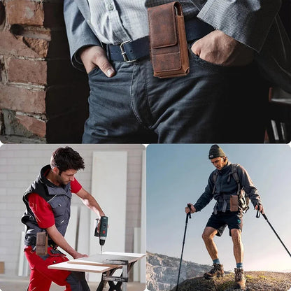 🔥Waist Belt Cell Phone Pouch 📱 Multi-Pocket Leather Holster with Card Holder