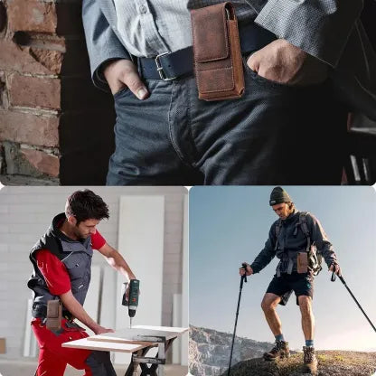 🔥Waist Belt Cell Phone Pouch 📱 Multi-Pocket Leather Holster with Card Holder