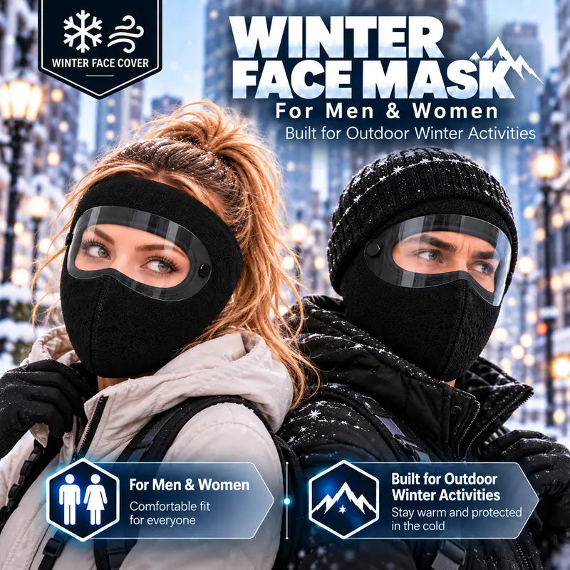 Winter Face Mask with Detachable Goggles, Windproof Thermal Fleece Lined Full Face Cover ❄️