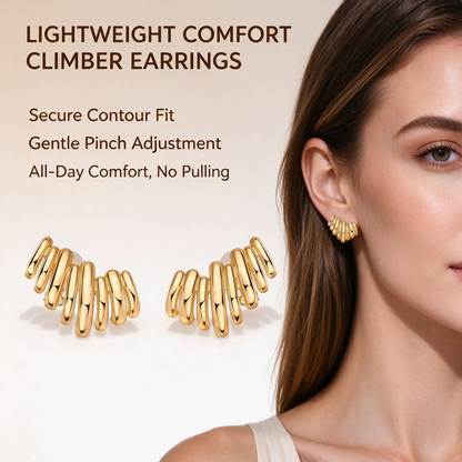14K Gold Plated Statement Climber Stud Earrings for Women ✨💎