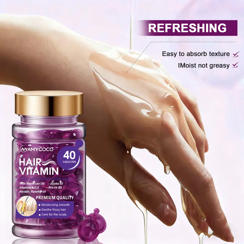 Hair Vitamin Capsules Infused with Violet Vitamins & Argan Oil,40 Capsules💜