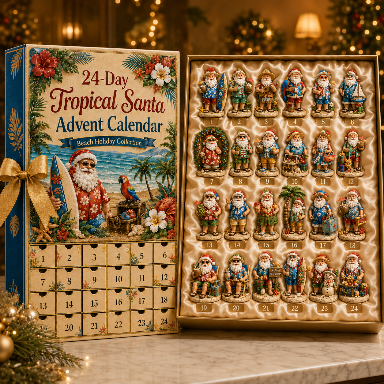 ✨24-Day Christmas Countdown Advent Calendar –Beach Santa