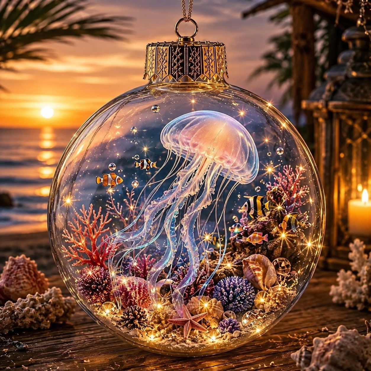 🌊Summer Ocean Animal Lighted Diorama Ornament – 🎁8 Magical Coastal Designs
