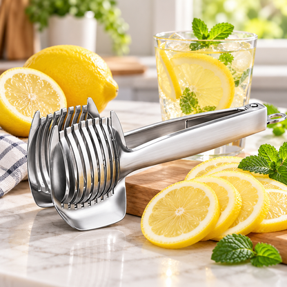 🍋 Stainless Steel Lemon Slicer Tongs – Even Slices Made Easy