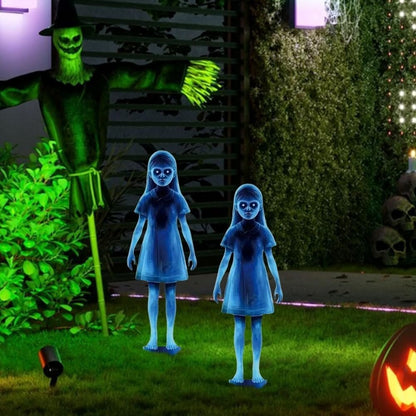 2-Piece Creepy Ghost Girl Garden Stakes for Halloween