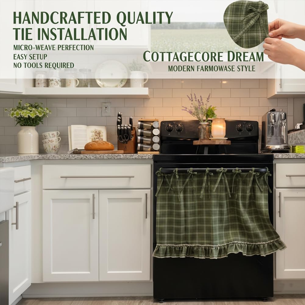 🧺 Handmade Oven Skirts | Farmhouse Kitchen Décor🔒 Heat-Resistant | 🎀 Effortless Install | ✨ Hide Clutter & Elevate Style