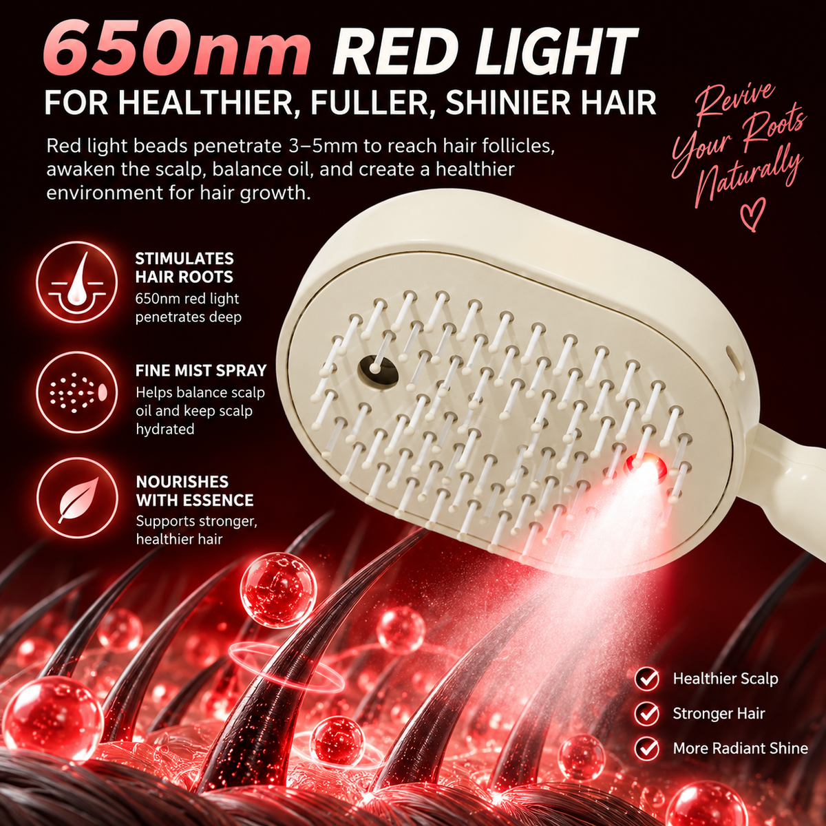 🔥Last Day 50% OFF Electric Mist-Spraying Massage Cushion Brush