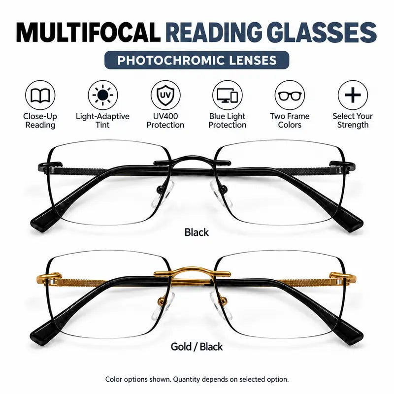 Unisex Progressive Multifocal Photochromic Reading Eyeglasses 👓