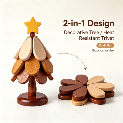 Wooden one tree coaster Solid wood home desktop decoration🎄