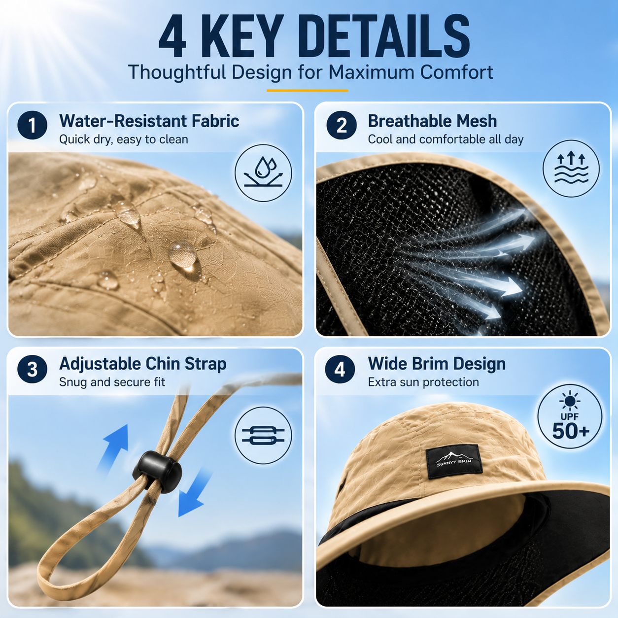Outdoor Sun Protection Hat with Wide Brim and Neck Flap