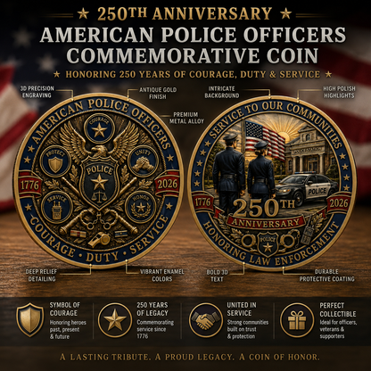 🎉🇺🇸 Limited Edition! 🔥🎁The Ultimate "Thank You" – 250th Anniversary American Police Officer Commemorative Coin (1776-2026) 🦅