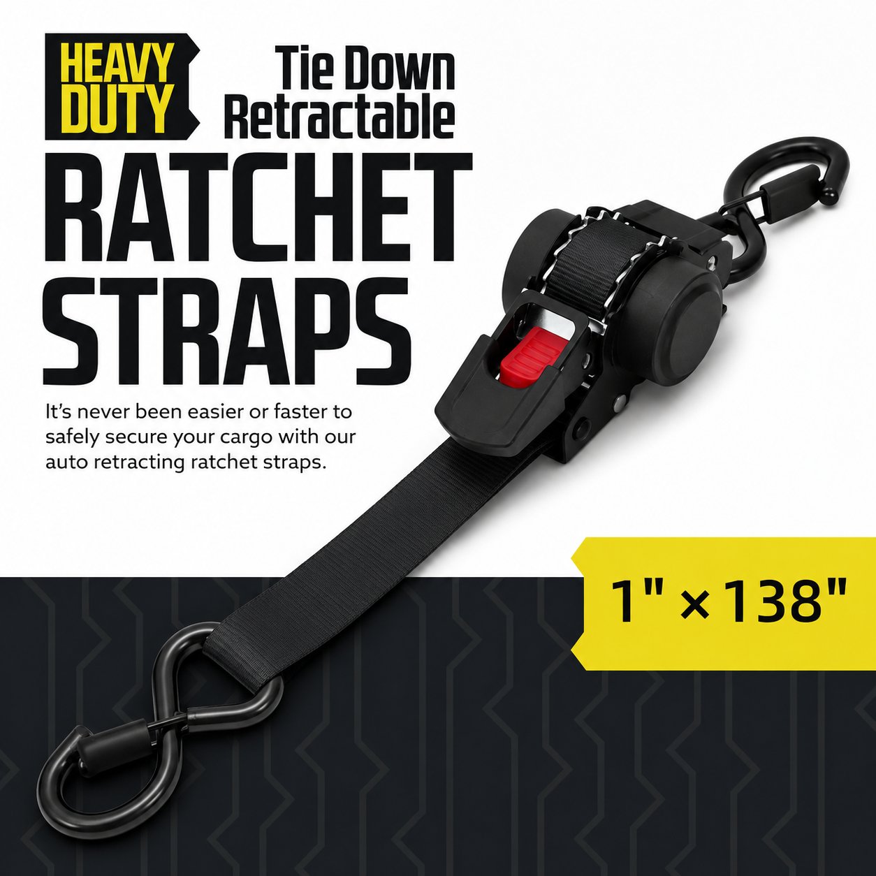Auto-Retract Ratchet Tie Down Straps
