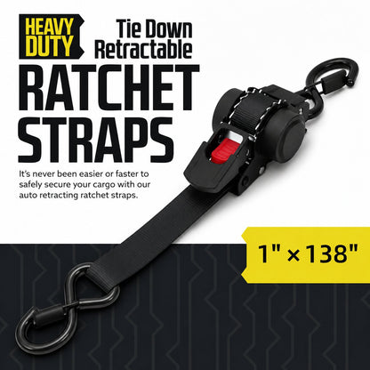 Auto-Retract Ratchet Tie Down Straps