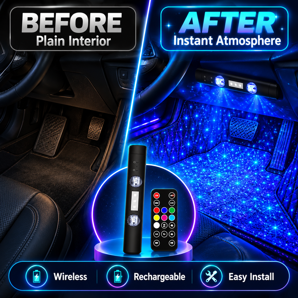 Car RGB Sound-Activated Ambient Starlight Bar🚗