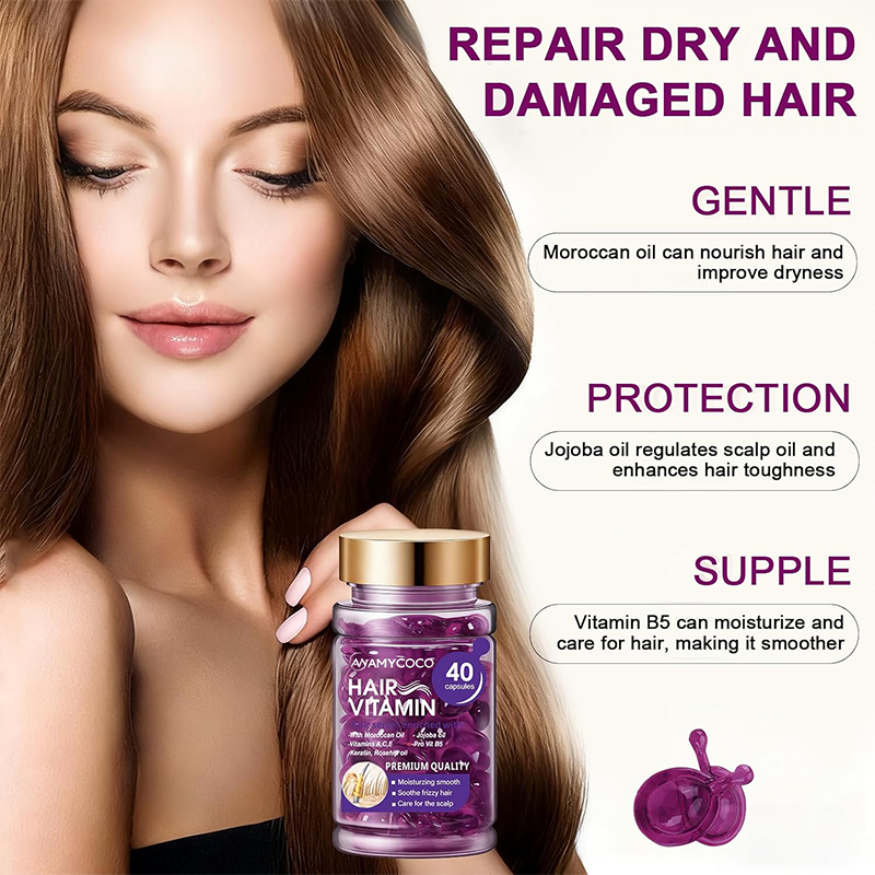 Hair Vitamin Capsules Infused with Violet Vitamins & Argan Oil,40 Capsules💜