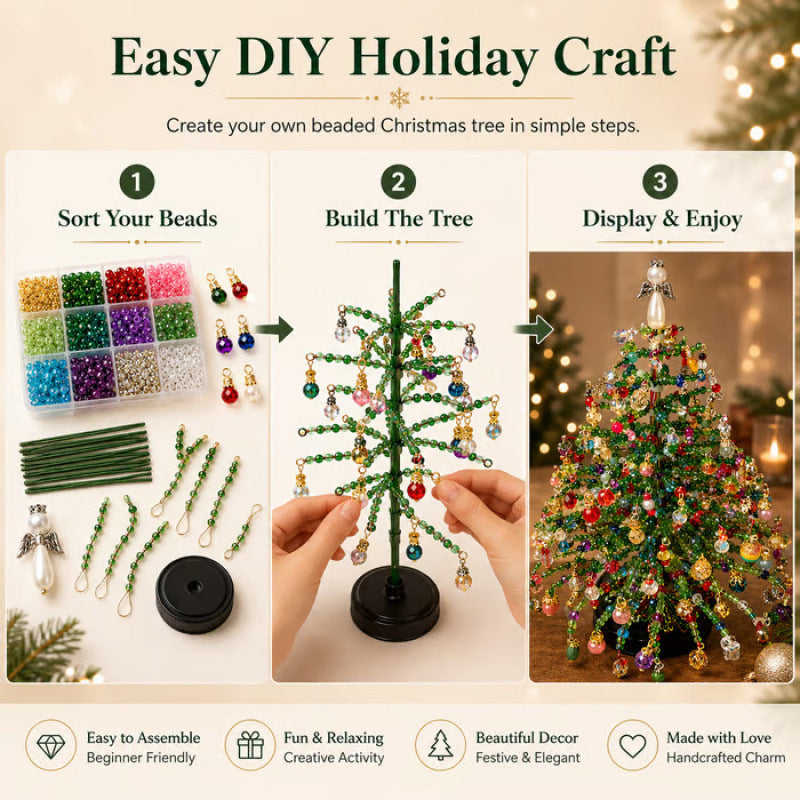 🎄Mini Tabletop DIY Beaded Christmas Tree Craft Kit | Handmade Holiday Home Decor🎁