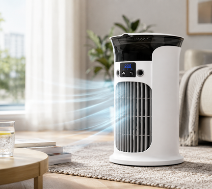 ❄️ 2026 Hot Sale | 3-in-1 Portable Air Cooler ❄️ Portable Mist Air Cooler with LED Night Light