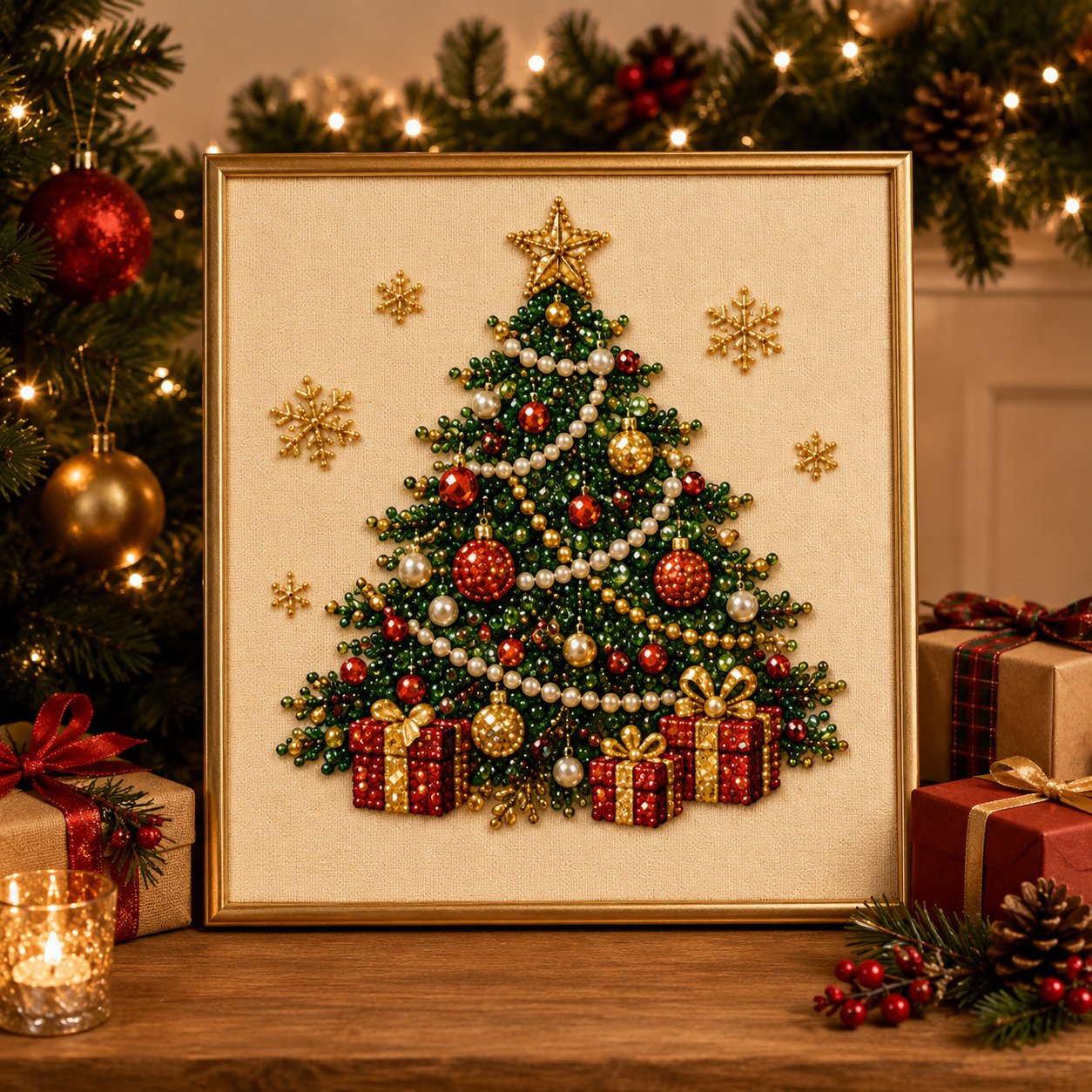🎄DIY Christmas Pearl Diamond Painting Art Kit With Frame Relaxing & Beginner-Friendly 🎄🎄
