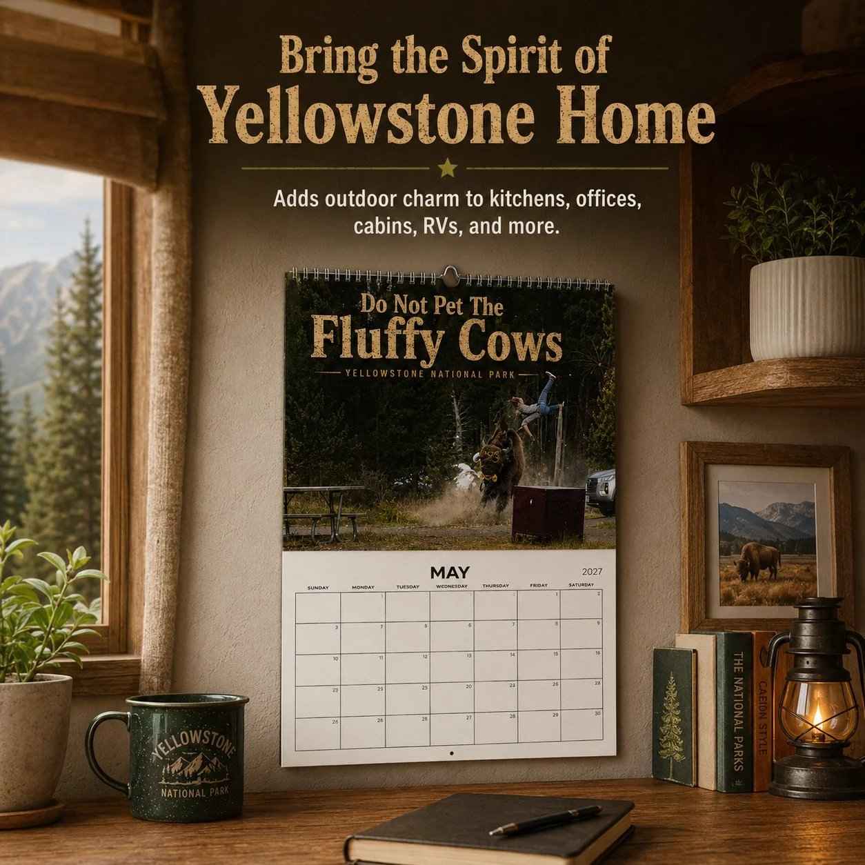 🏞️🔥 Yellowstone Bison 2027 Wall Calendar | The Perfect Blend of Humor, Wildlife & Rustic Decor
