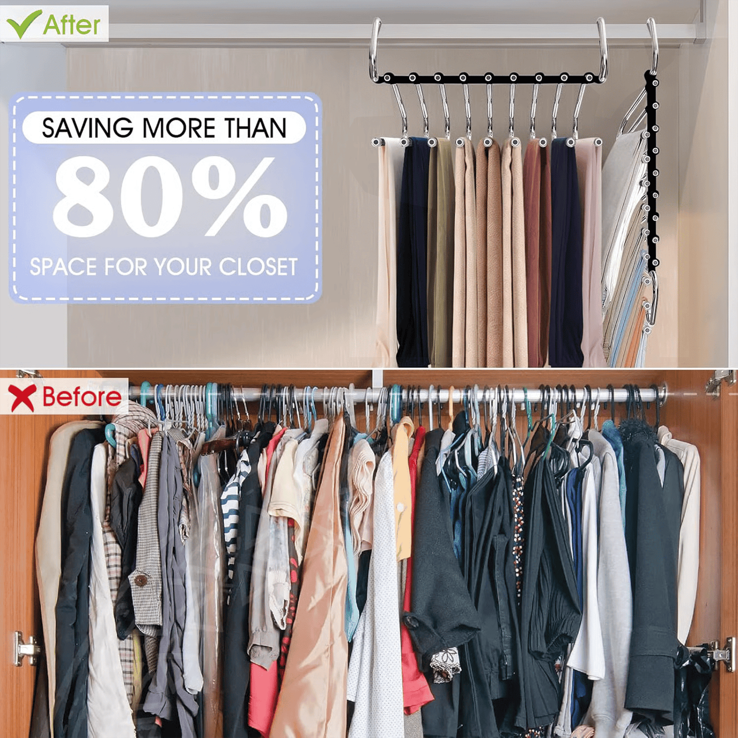 👖 9-Tier Space-Saving Pants Hangers – 2 Pack